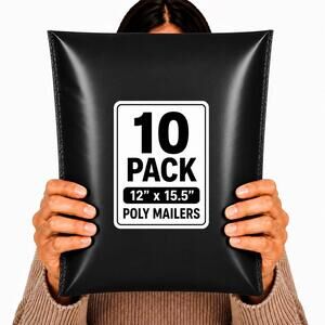 POLYMAILERS BLACK SHIPPING BAGS (10 PACK) 12" X 15.5" SELF SEAL MAILERS